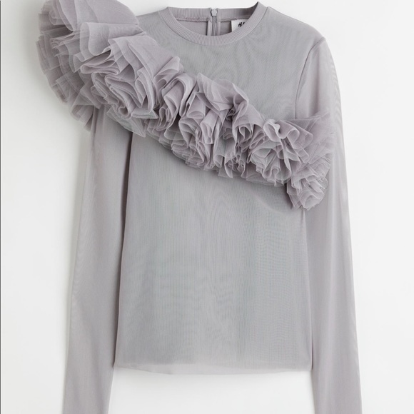 H&M Studio SS 2022 Ruffle-Trimmed Mesh top - Picture 2 of 3